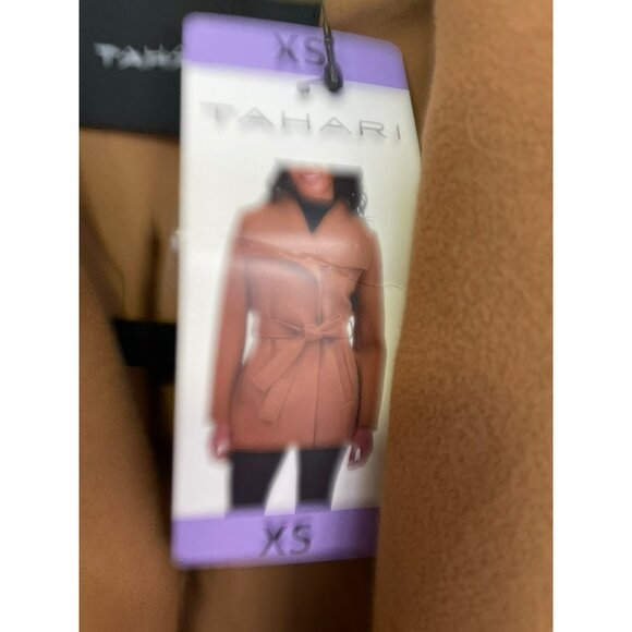 Tahari XS Tan Water-Resistant Snap Closure Belted Coat NWT - Picture 6 of 8
